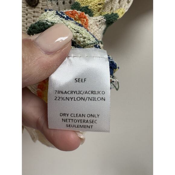 Adora Striped Knit Cardigan S/M Short Sleeve Button Front Crochet Boho Retro - Picture 4 of 5